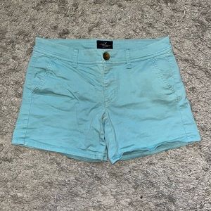 Teal Khaki Material Shorts